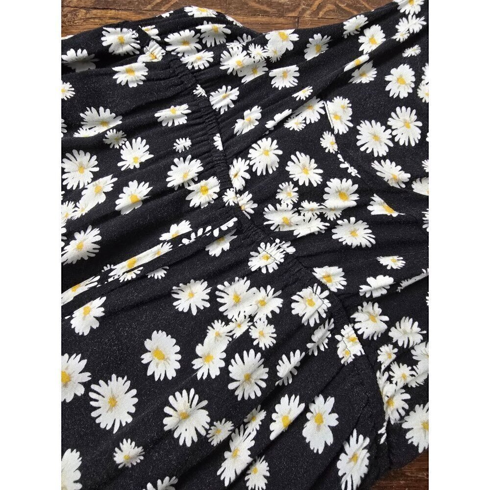 Y2K Wet Seal Black White Daisy Romper Jumpsuit Overalls - Picture 9 of 12